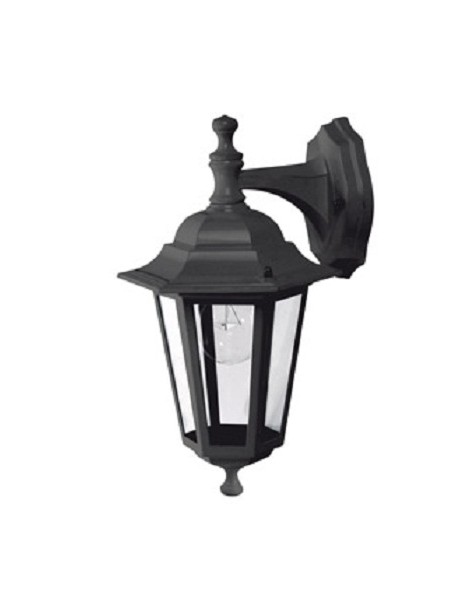 LANTERNA VITTORIA E27 NERA A PARETE PIC.