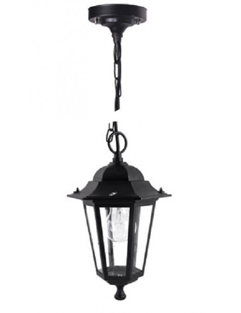 LANTERNA GIADA NERA E27 A CATENA VETRO T