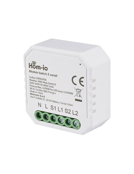 HOM-IO MODULO 2 CANALI DOMOTICA 10A.