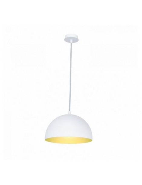 SOSPENSIONE E27 BIANCO/ORO D.255MM.