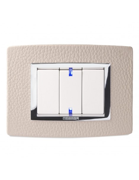 PLACCA VITRA PELLE AVORIO 3 P
