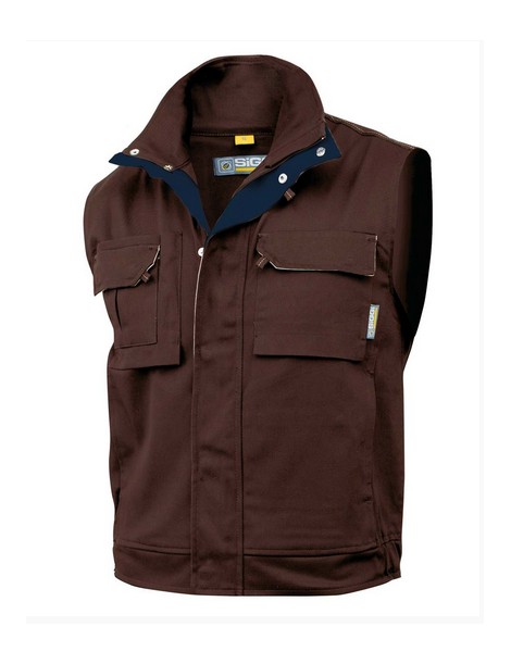 GILET TASK COTONE MULTITASCHE MARRONE S